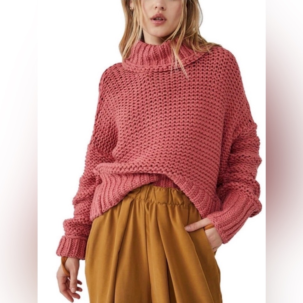Free People Woven Sweater Rose Womens Small oversized new with tags Marsala